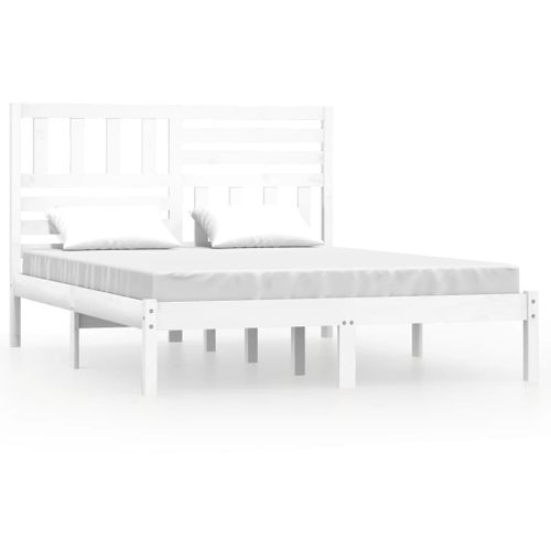 Cadre De Lit Sans Matelas Blanc Bois De Pin Massif 160x200 Cm