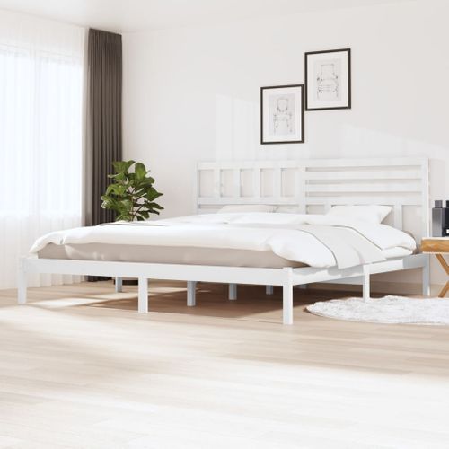 Cadre De Lit Sans Matelas Blanc Bois Massif De Pin 200x200 Cm