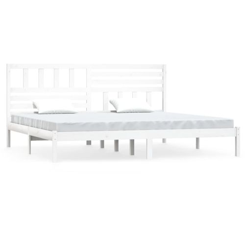 Cadre De Lit Sans Matelas Blanc Bois Massif De Pin 200x200 Cm