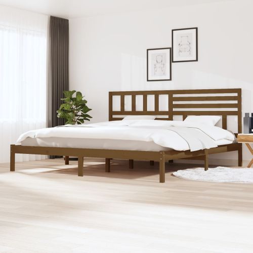Cadre De Lit Sans Matelas Marron Miel Bois Pin Massif 200x200cm