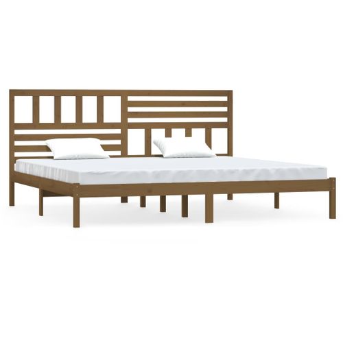 Cadre De Lit Sans Matelas Marron Miel Bois Pin Massif 200x200cm