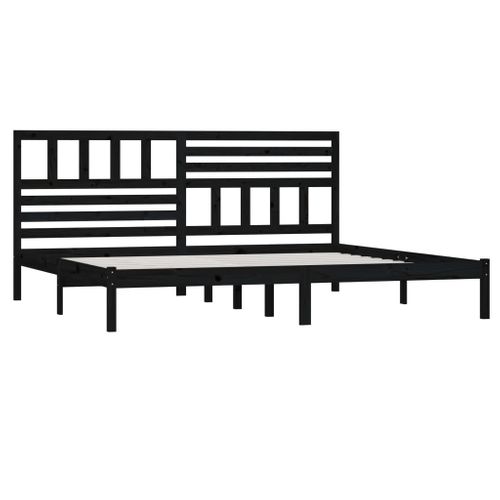 Cadre De Lit Sans Matelas Noir Bois Massif De Pin 200x200 Cm