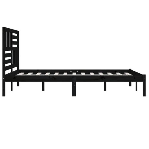 Cadre De Lit Sans Matelas Noir Bois Massif De Pin 200x200 Cm