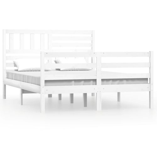 Cadre De Lit Sans Matelas Blanc 120x190 Cm Bois Massif