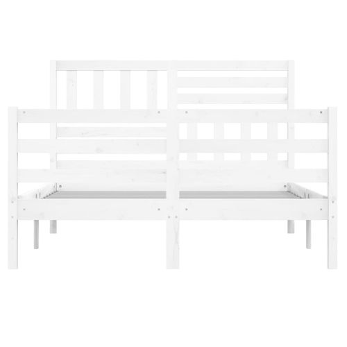 Cadre De Lit Sans Matelas Blanc Bois Massif 140x200 Cm