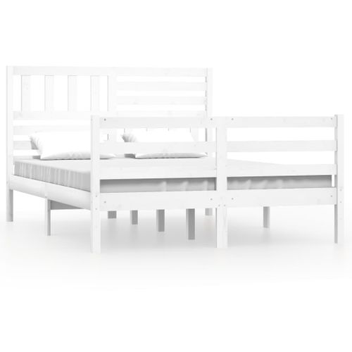 Cadre De Lit Sans Matelas Blanc Bois Massif 140x200 Cm