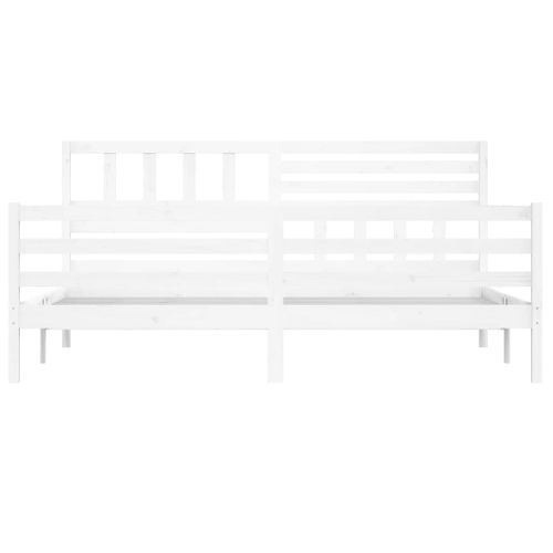 Cadre De Lit Sans Matelas Blanc Bois Massif 200x200 Cm