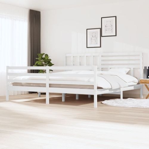 Cadre De Lit Sans Matelas Blanc Bois Massif 200x200 Cm