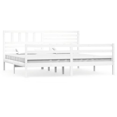 Cadre De Lit Sans Matelas Blanc Bois Massif 200x200 Cm