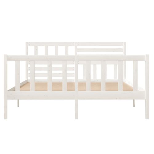 Cadre De Lit Sans Matelas Blanc Bois Massif 120x190