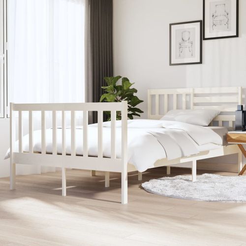 Cadre De Lit Sans Matelas Blanc Bois Massif 120x190