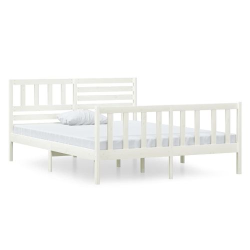 Cadre De Lit Sans Matelas Blanc Bois Massif 120x190