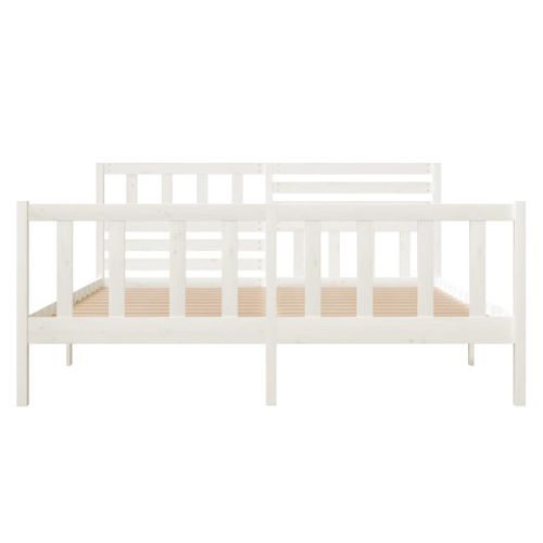 Cadre De Lit Sans Matelas Blanc Bois Massif 120x200 Cm