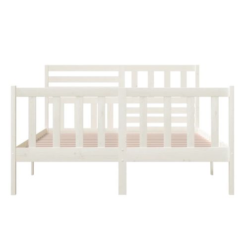 Cadre De Lit Sans Matelas Blanc Bois Massif 160x200 Cm