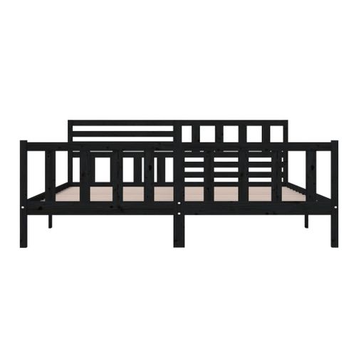 Cadre De Lit Sans Matelas Noir Bois Massif 200x200 Cm