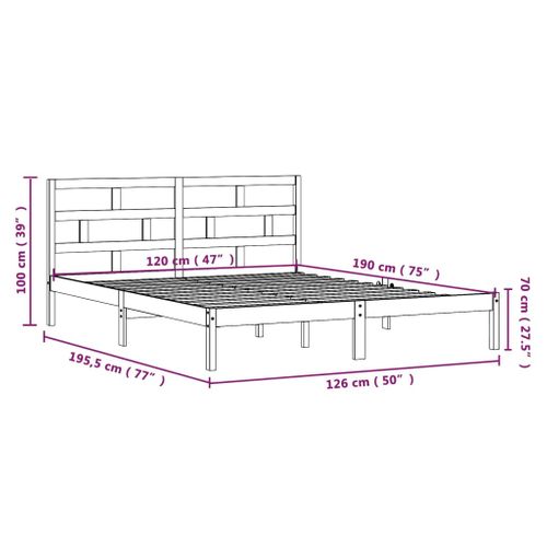 Cadre De Lit Sans Matelas Bois Massif 120x190 Cm