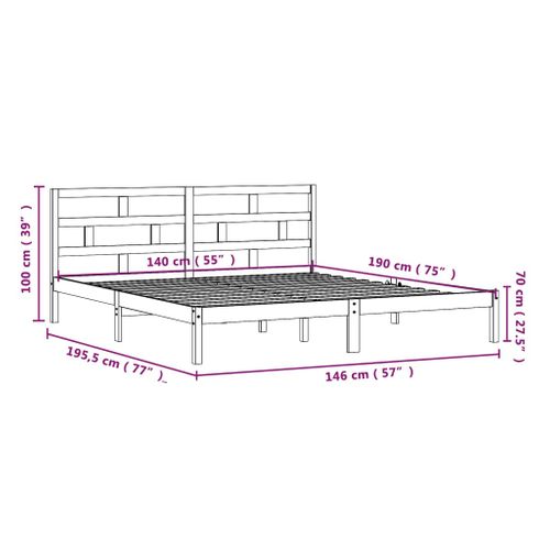 Cadre De Lit Sans Matelas Bois Massif 140x190 Cm