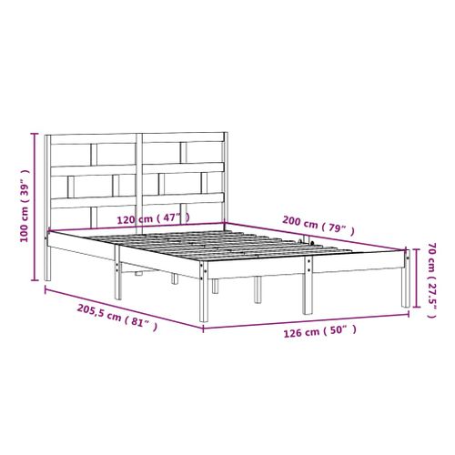 Cadre De Lit Sans Matelas Bois Massif 120x200 Cm