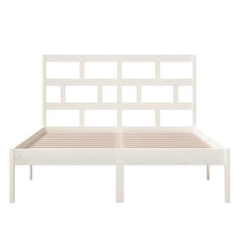 Cadre De Lit Sans Matelas Blanc Bois Massif 120x200 Cm