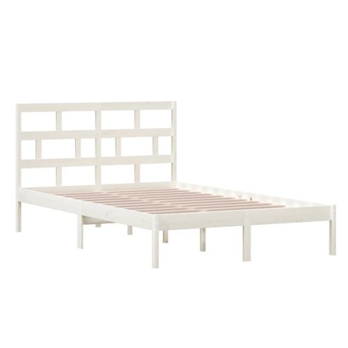 Cadre De Lit Sans Matelas Blanc Bois Massif 120x200 Cm