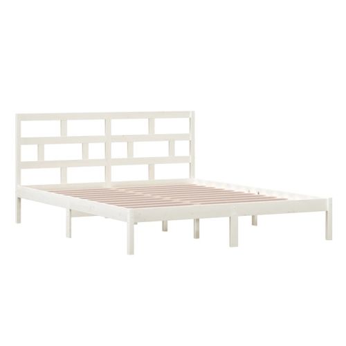 Cadre De Lit Sans Matelas Blanc Bois Massif 160x200 Cm