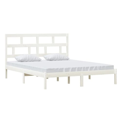 Cadre De Lit Sans Matelas Blanc Bois Massif 160x200 Cm