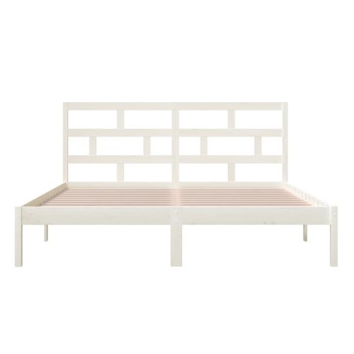 Cadre De Lit Sans Matelas Blanc Bois Massif 160x200 Cm