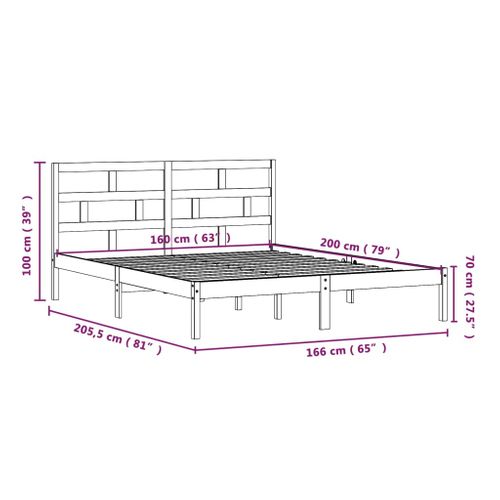 Cadre De Lit Sans Matelas Blanc Bois Massif 160x200 Cm