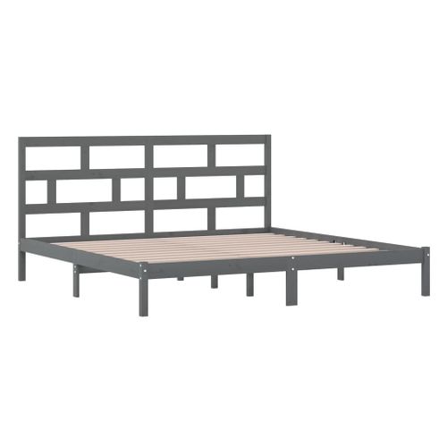 Cadre De Lit Sans Matelas Gris Bois De Pin Massif 200x200 Cm