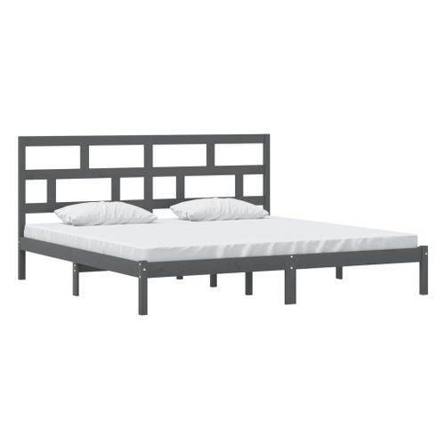 Cadre De Lit Sans Matelas Gris Bois De Pin Massif 200x200 Cm