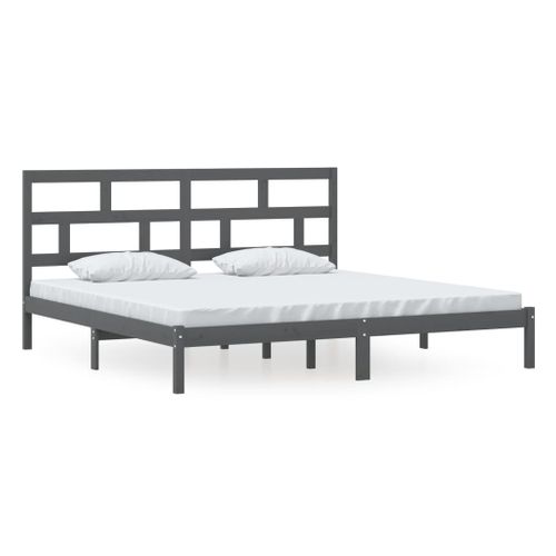 Cadre De Lit Sans Matelas Gris Bois De Pin Massif 200x200 Cm