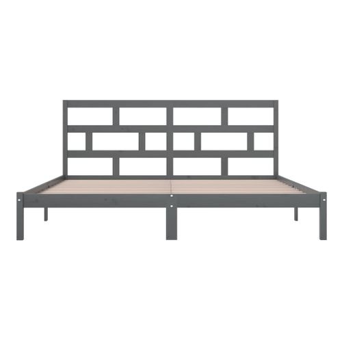 Cadre De Lit Sans Matelas Gris Bois De Pin Massif 200x200 Cm