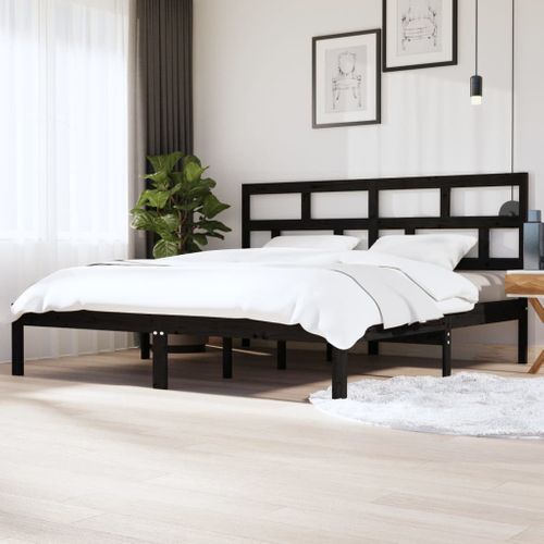 Cadre De Lit Sans Matelas Noir Bois De Pin Massif 200x200 Cm