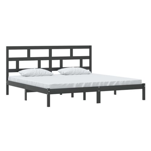 Cadre De Lit Sans Matelas Noir Bois De Pin Massif 200x200 Cm