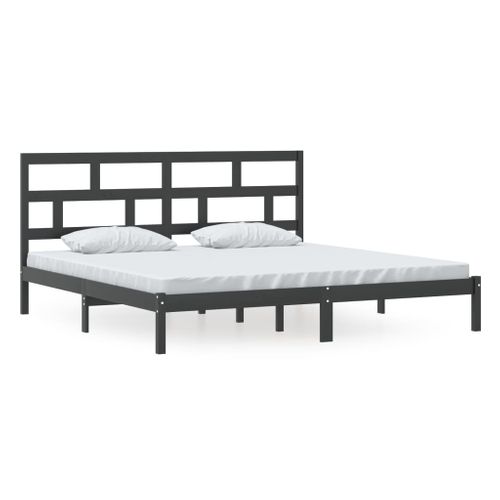 Cadre De Lit Sans Matelas Noir Bois De Pin Massif 200x200 Cm