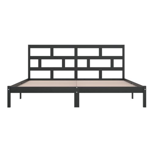 Cadre De Lit Sans Matelas Noir Bois De Pin Massif 200x200 Cm