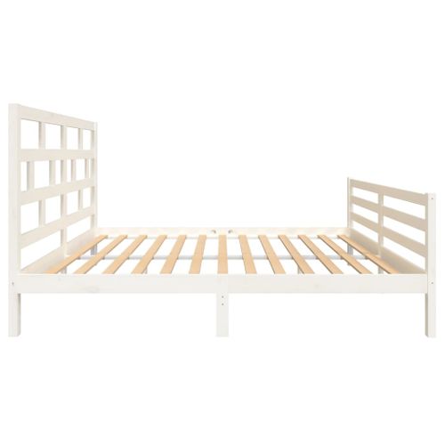 Cadre De Lit Sans Matelas Blanc Bois De Pin Massif 150x200