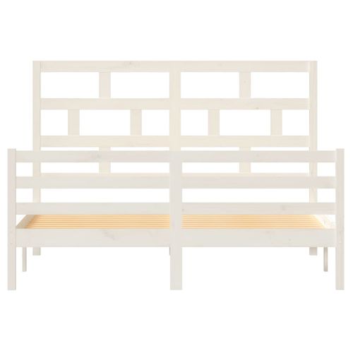Cadre De Lit Sans Matelas Blanc Bois Massif 160x200 Cm