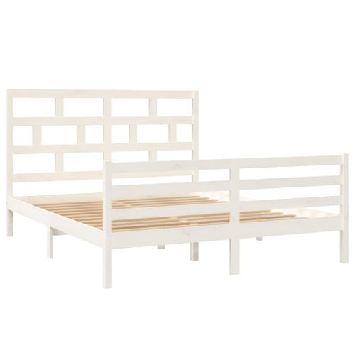 Cadre De Lit Sans Matelas Blanc Bois Massif 160x200 Cm