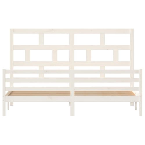 Cadre De Lit Sans Matelas Blanc Bois Massif 200x200 Cm