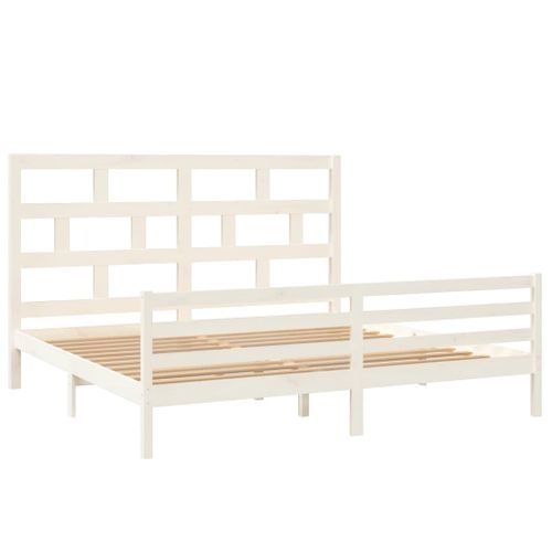 Cadre De Lit Sans Matelas Blanc Bois Massif 200x200 Cm