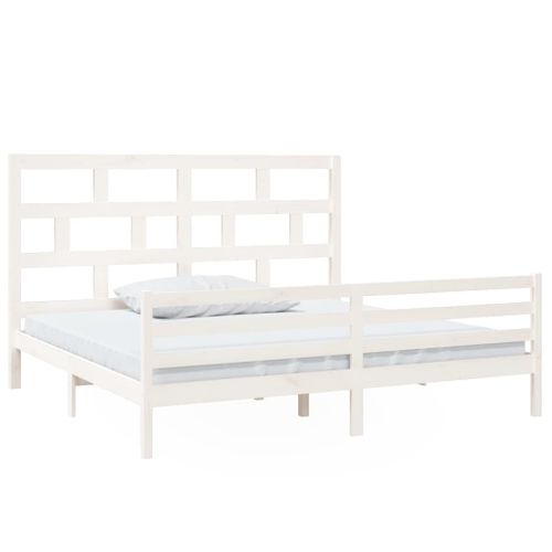 Cadre De Lit Sans Matelas Blanc Bois Massif 200x200 Cm