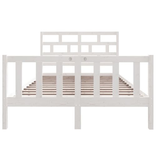 Cadre De Lit Sans Matelas Blanc Bois De Pin Massif 135x190