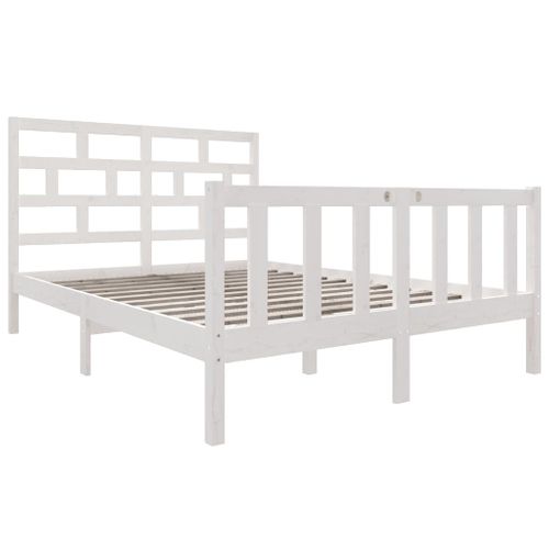 Cadre De Lit Sans Matelas Blanc Bois De Pin Massif 135x190