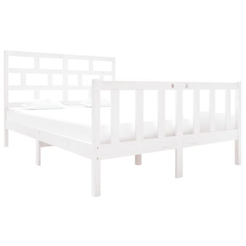 Cadre De Lit Sans Matelas Blanc Bois De Pin Massif 135x190