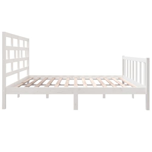 Cadre De Lit Sans Matelas Blanc Bois De Pin Massif 135x190