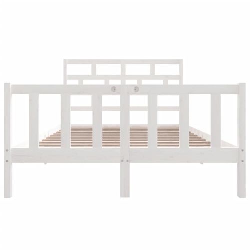 Cadre De Lit Sans Matelas Blanc Bois Massif 140x200 Cm
