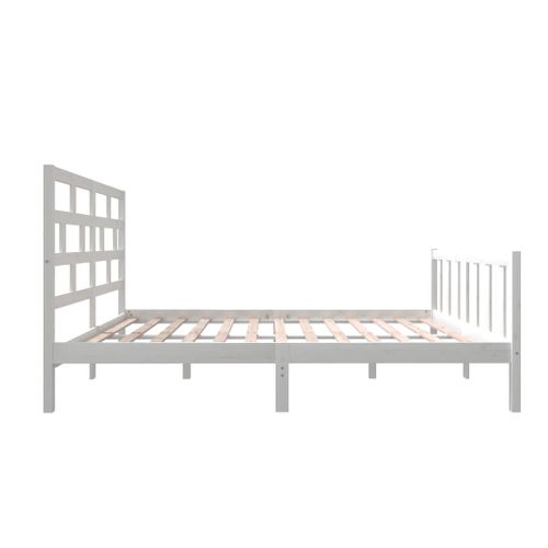 Cadre De Lit Sans Matelas Blanc Bois Massif 140x200 Cm