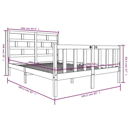 Cadre De Lit Sans Matelas Bois Massif 160x200 Cm