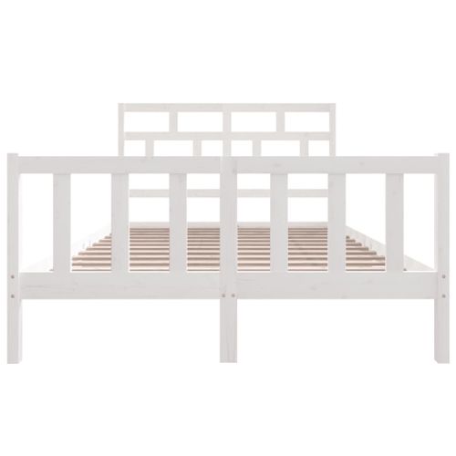 Cadre De Lit Sans Matelas Blanc Bois Massif 160x200 Cm